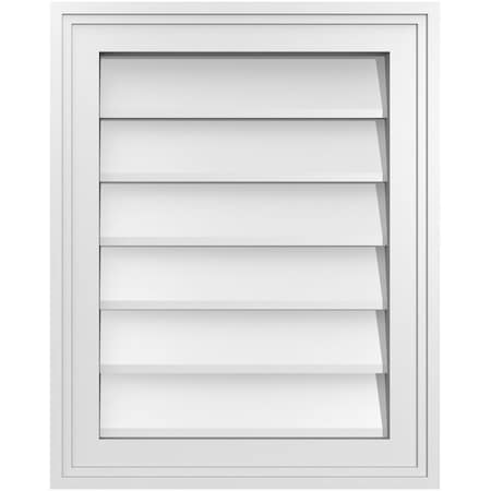 Ekena Millwork Vertical Surface Mount PVC Gable Vnt: Non-Functional, w/2"W x 1-1/2"H, Brickmould Frame, 16"W x 20"H GVPVE16X2002SN